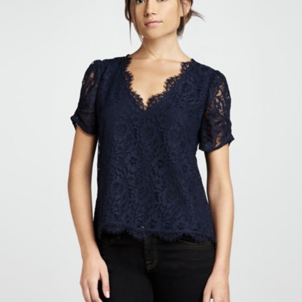 Joie Navy Lace Top
